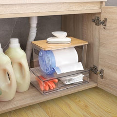 YAFFWA Trash Bag Holder Under Sink Stackable Storage