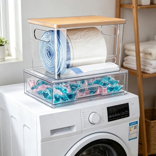 YAFFWA Trash Bag Holder Under Sink Stackable Storage