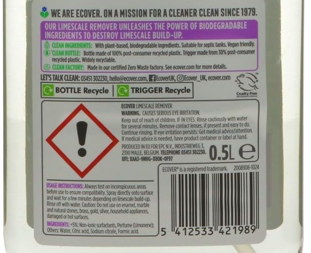 Ecover (2 Pack) Limescale Remover | 500ml | 2 PACK BUNDLE