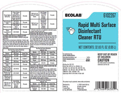 Ecolab Rapid Multi Surface Disinfectant Cleaner Rtu
