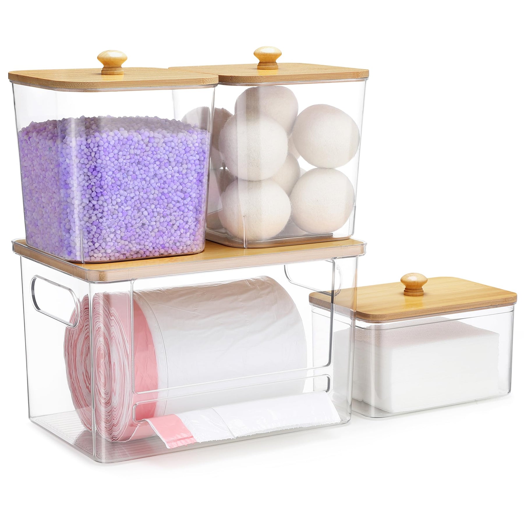 YAFFWA Trash Bag Holder Under Sink Stackable Storage