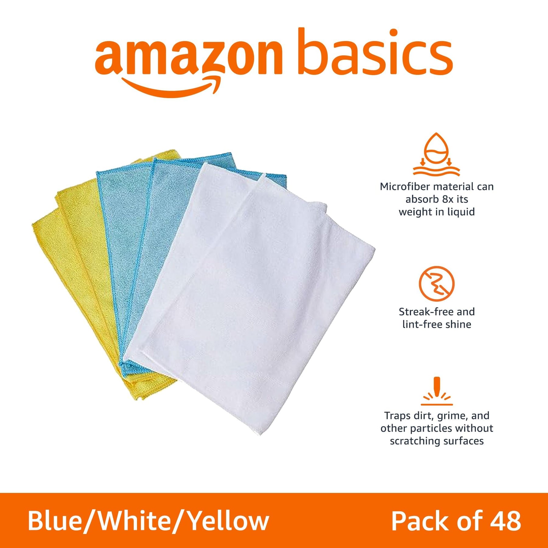 Amazon Basics Cleaning Cloths Microfiber Solid Rectangular Towel