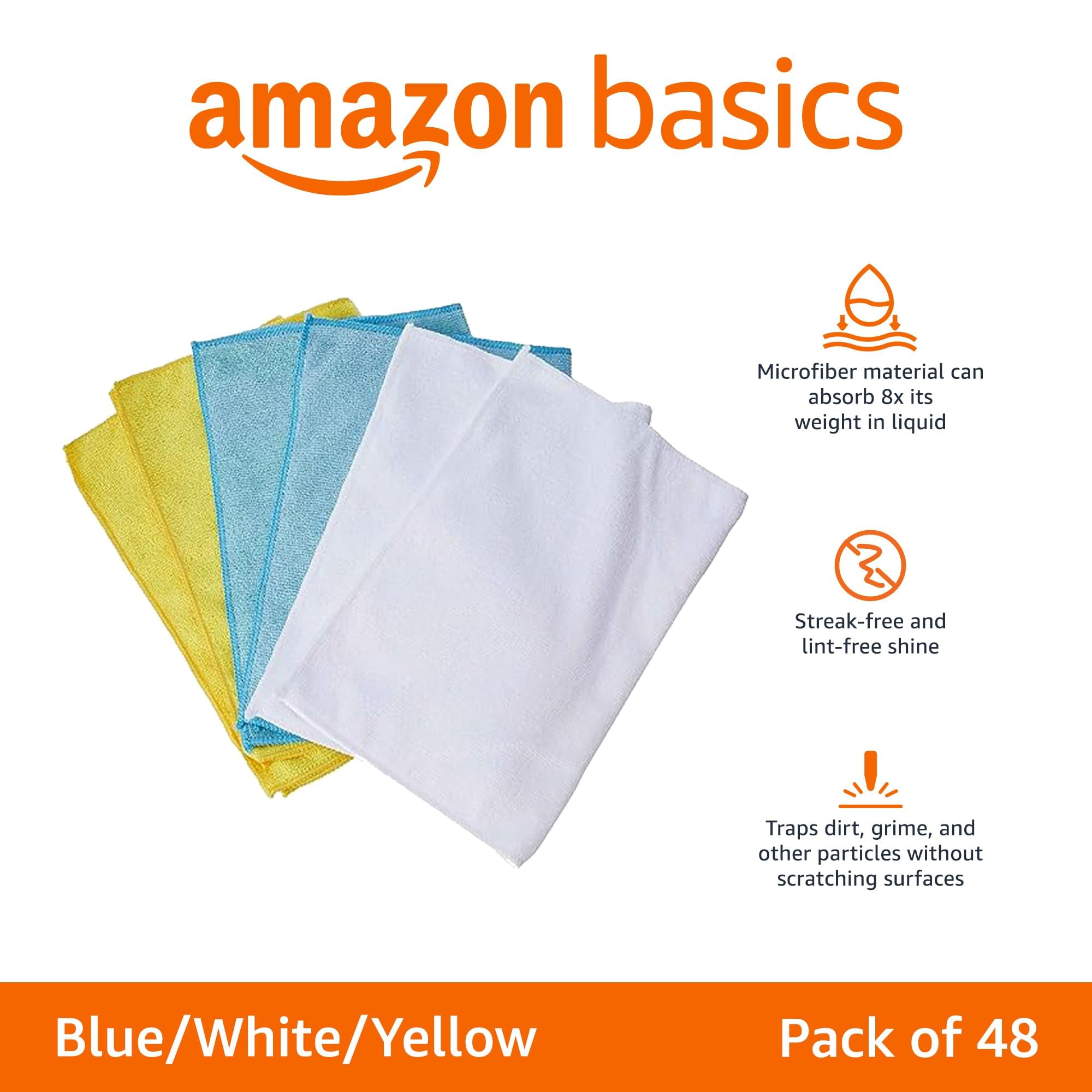 Amazon Basics Cleaning Cloths Microfiber Solid Rectangular Towel