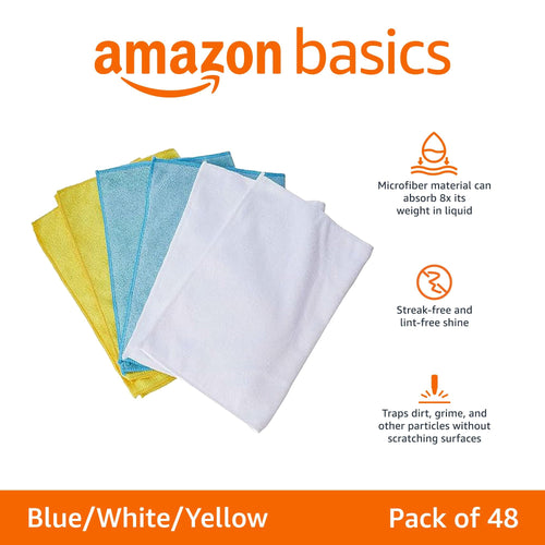 Amazon Basics Cleaning Cloths Microfiber Solid Rectangular Towel