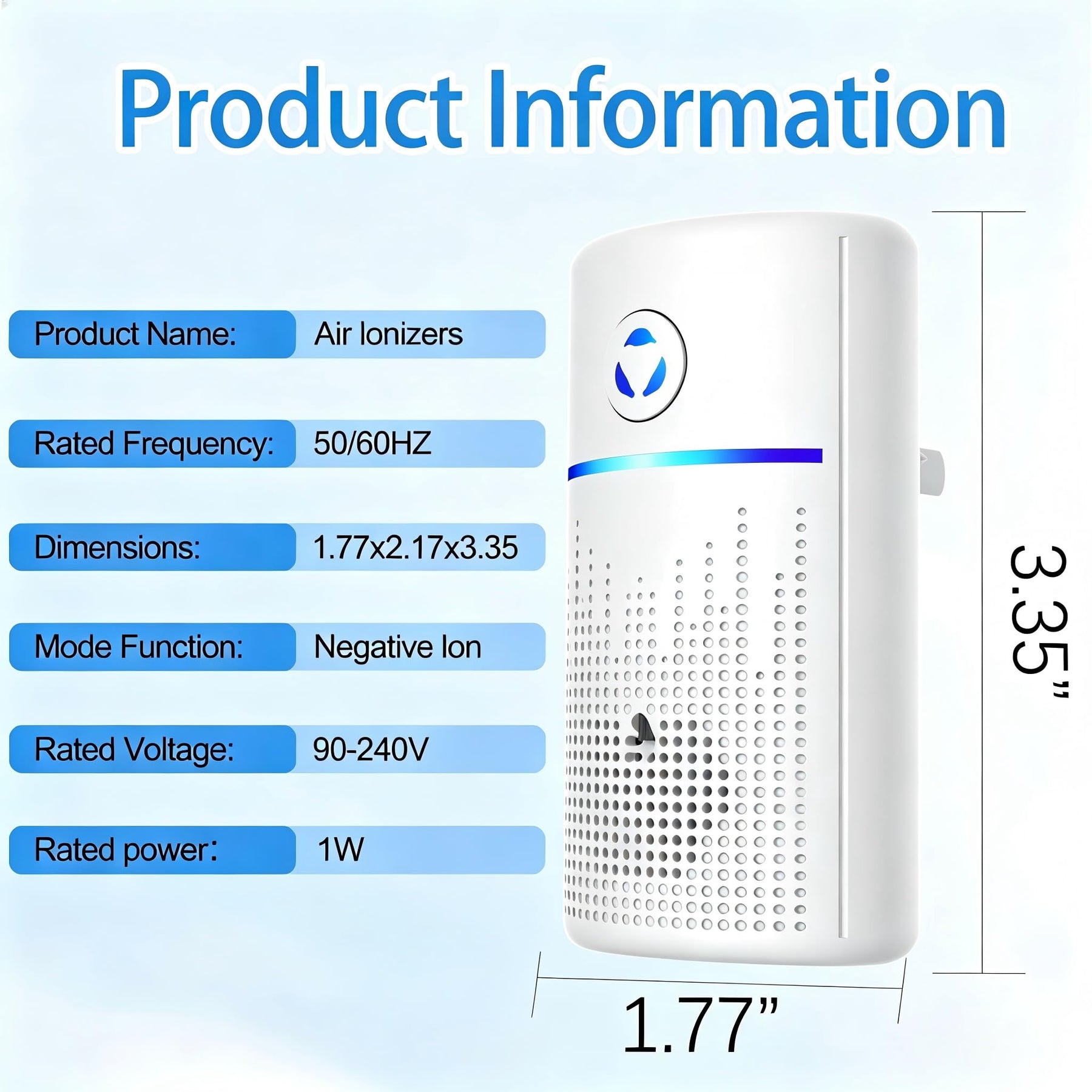 Plug In Air Purifier Ionizer, Air Freshener Plug in for Home Bedroom