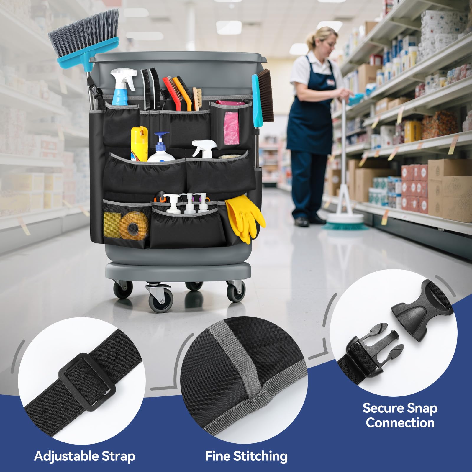 3 Tier Cleaning Supplies Storage Bag for Trash Cans