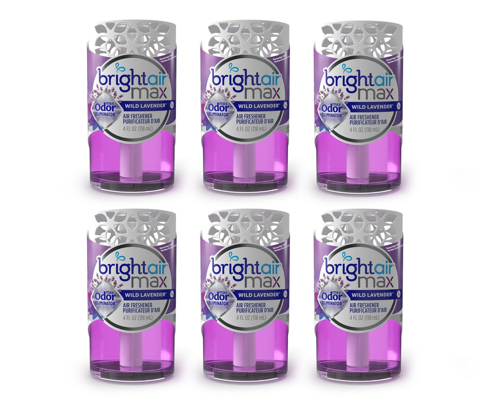 Bright Air Max Odor Elimiantor Air Freshener, Wild Lavender, 4 oz, 6 Pack