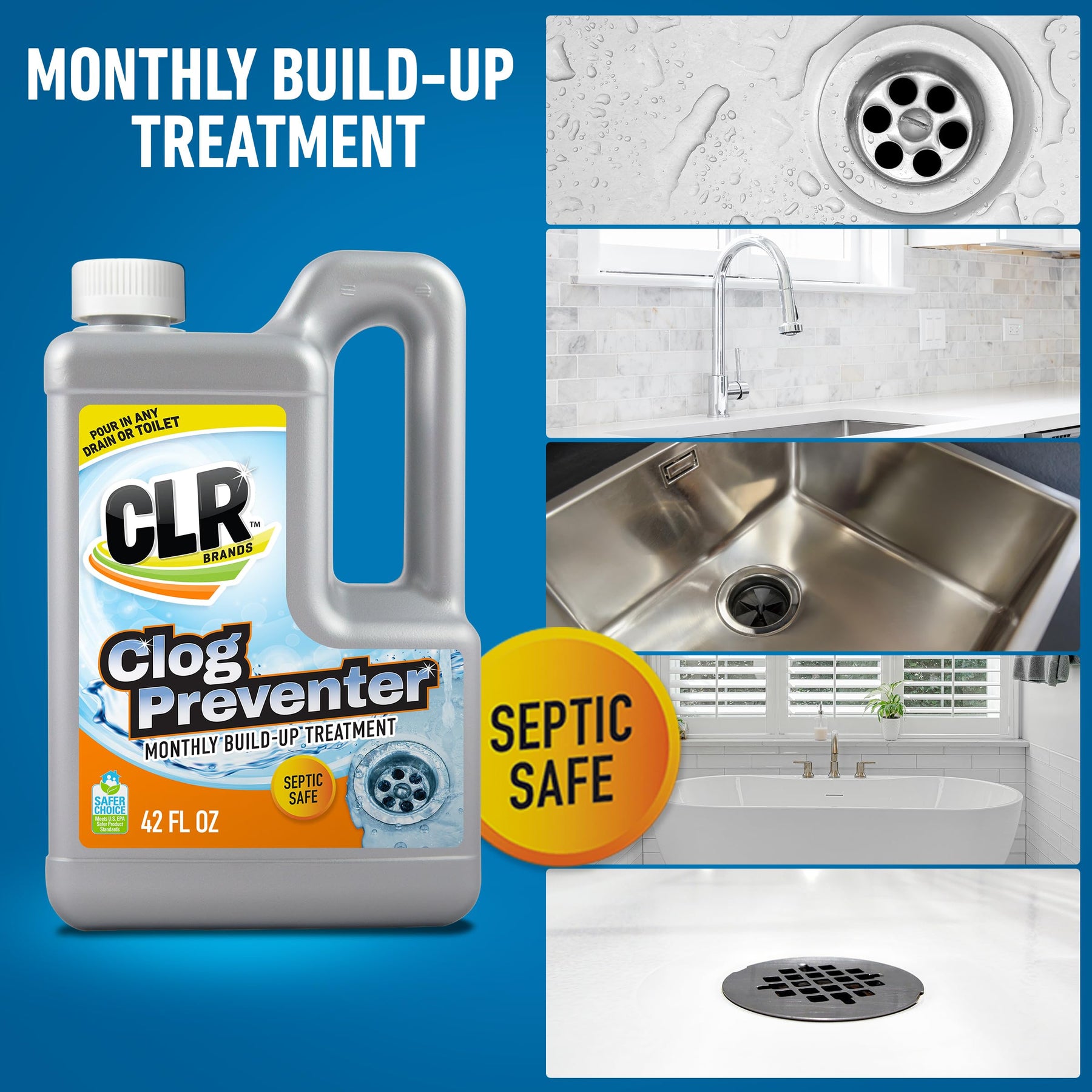 CLR Clear Pipes & Drains, Monthly Build Up Remover