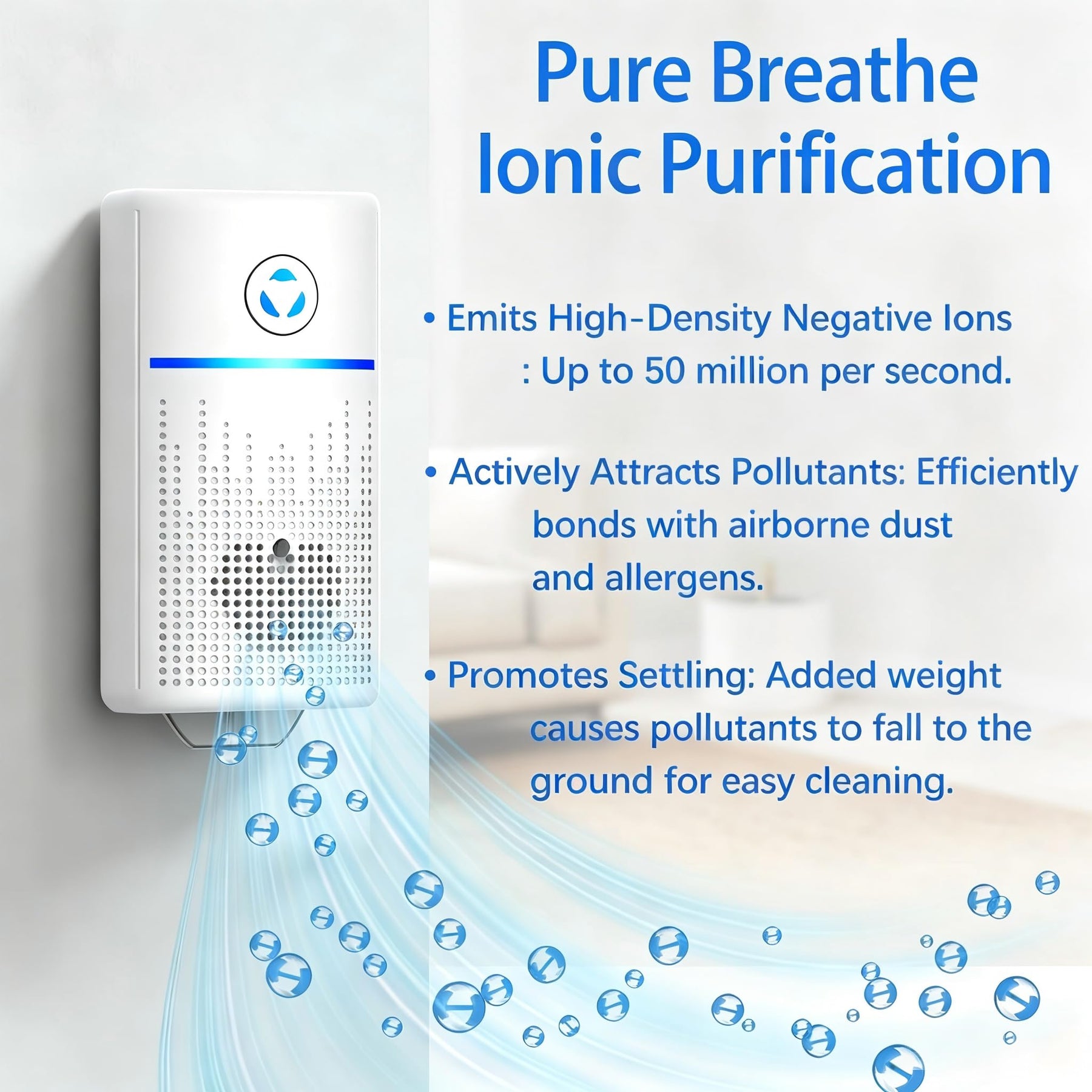 Plug In Air Purifier Ionizer, Air Freshener Plug in for Home Bedroom