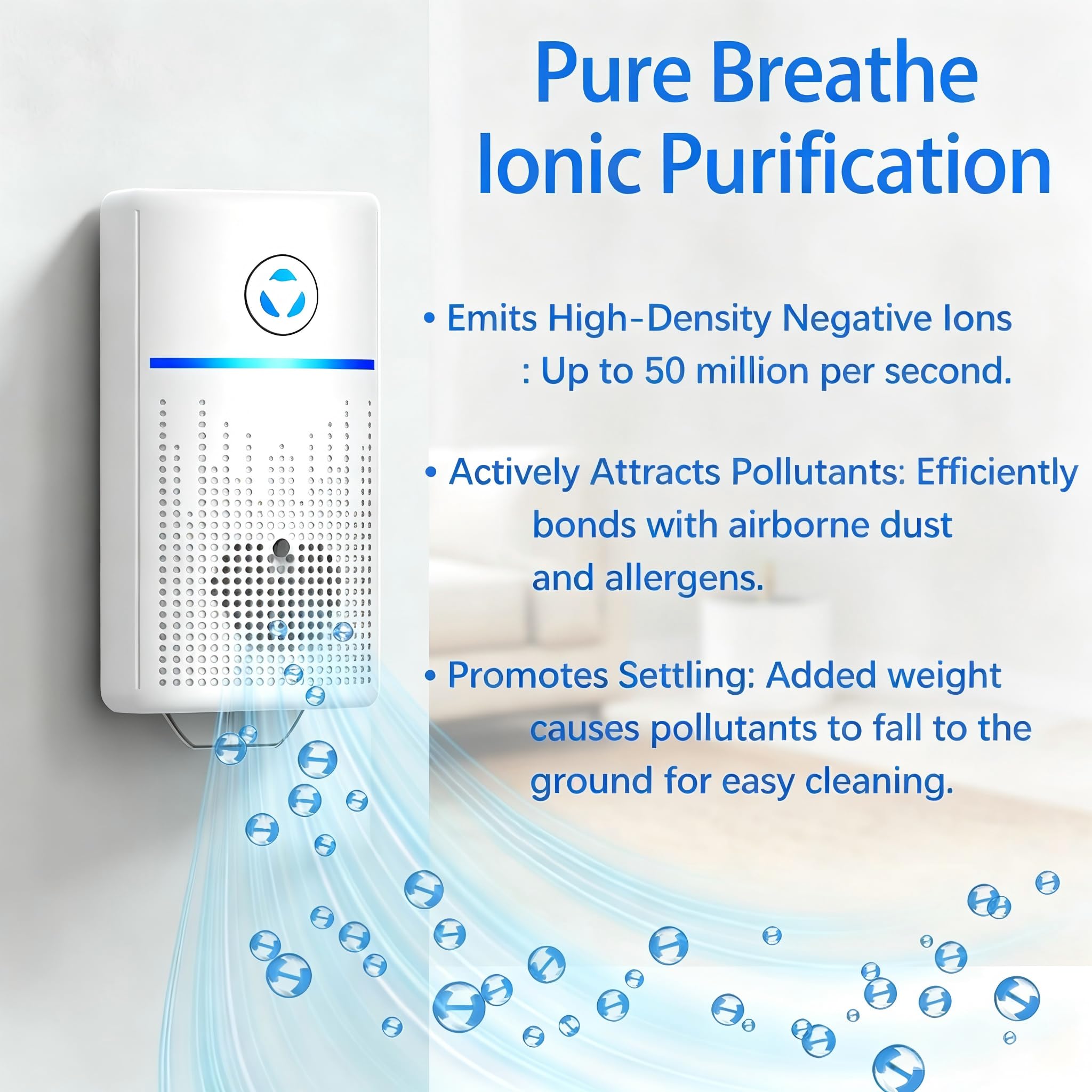 Plug In Air Purifier Ionizer, Air Freshener Plug in for Home Bedroom
