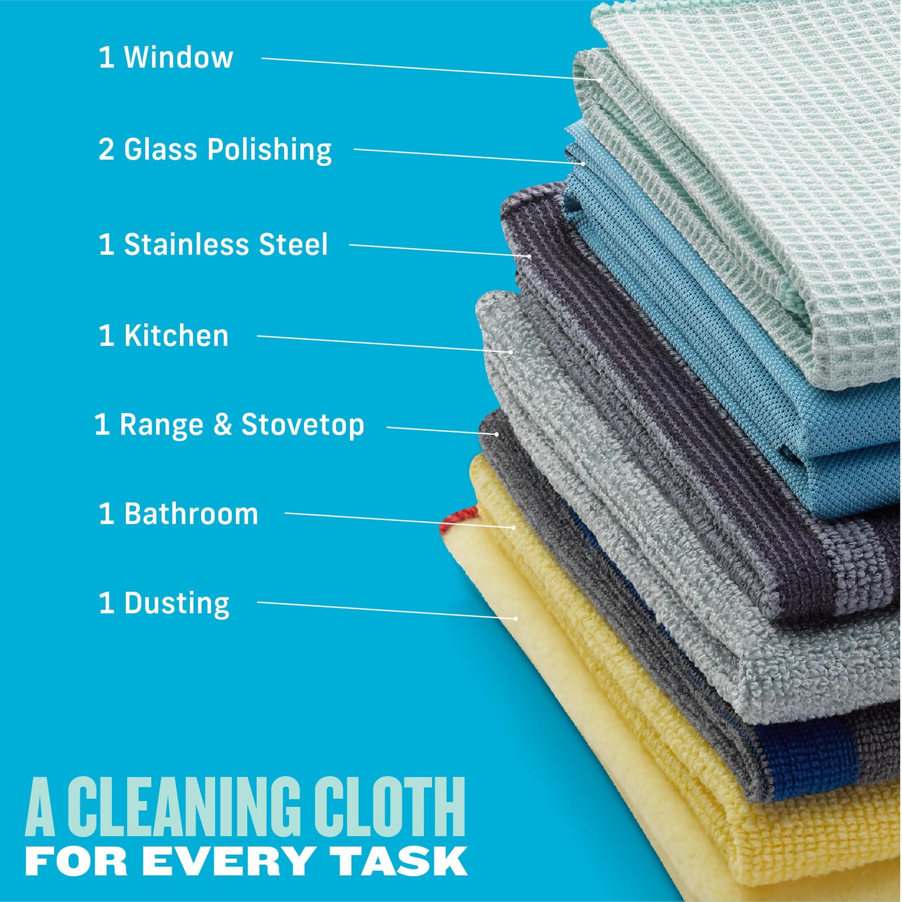 Premium Microfiber Home Cleaning Cloth Set 8 Piece