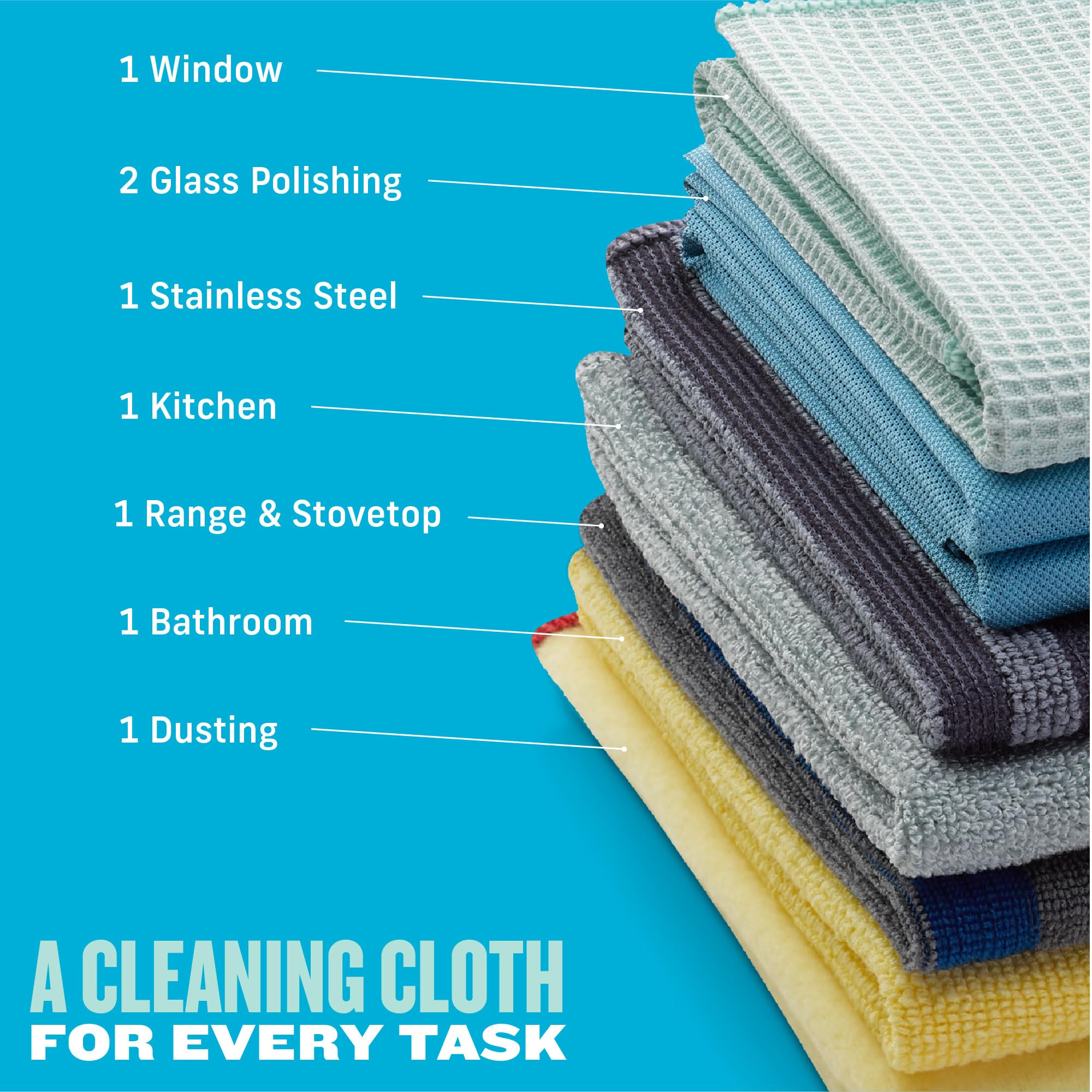Premium Microfiber Home Cleaning Cloth Set 8 Piece