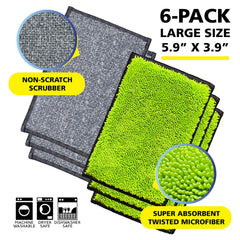 Dual-Sided Microfiber Scrub Sponge Cloth 6 Pack