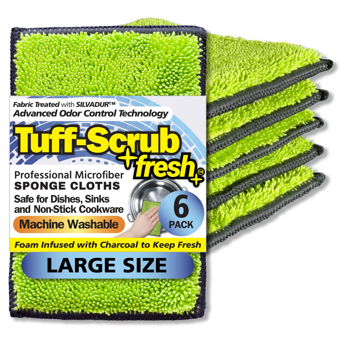 Dual-Sided Microfiber Scrub Sponge Cloth 6 Pack